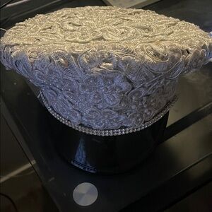 Elegant Silver Embroidered Hat